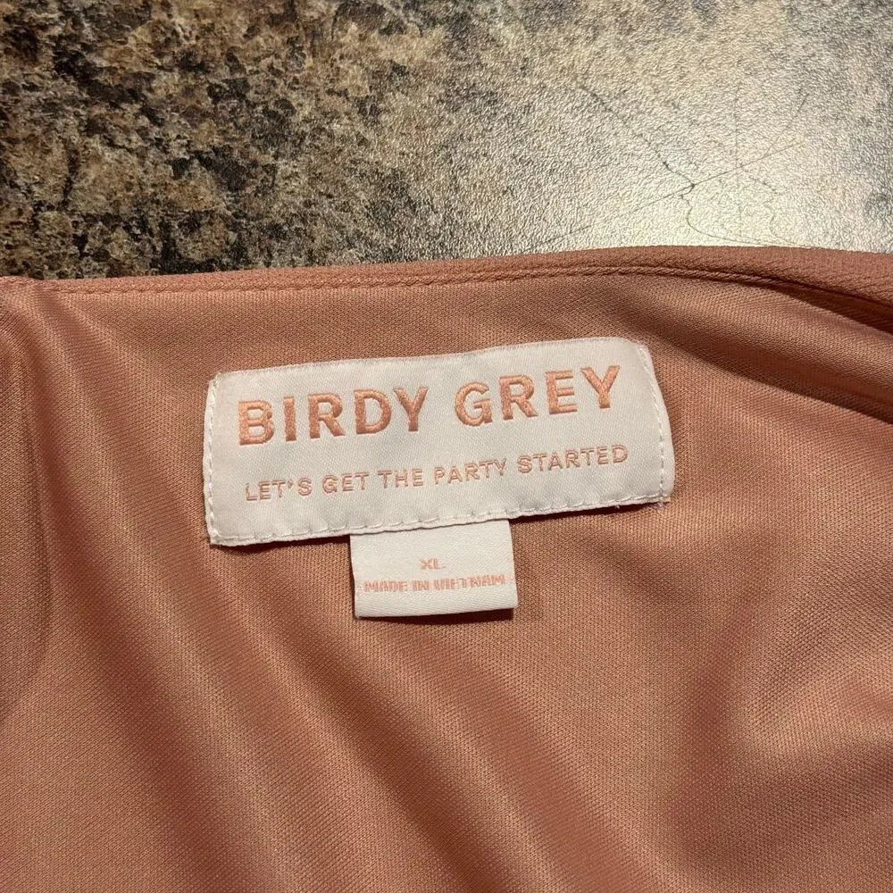 Birdy Grey Dress Bridesmaid Romantic Elegant Minimalist Cottage Formal Maxi XL